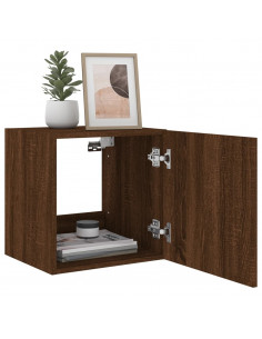 Mobile TV a Parete con Luci LED Rovere Marrone 40,5x35x40 cm 2