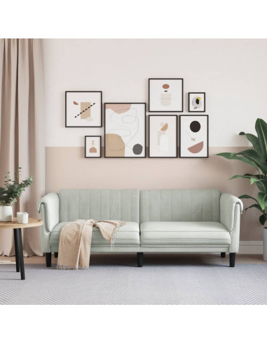 Divano a 3 Posti Grigio Chiaro in Velluto