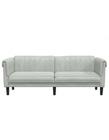 Divano a 3 Posti Grigio Chiaro in Velluto
