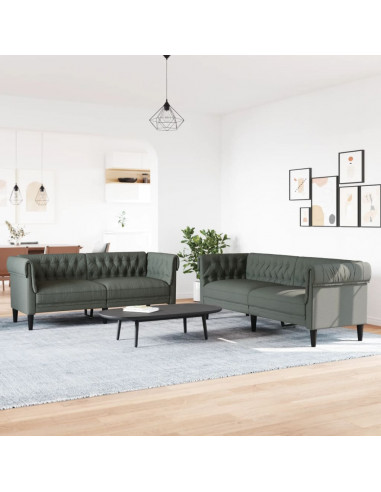 Set di Divani 2 pz Grigio Scuro in Tessuto