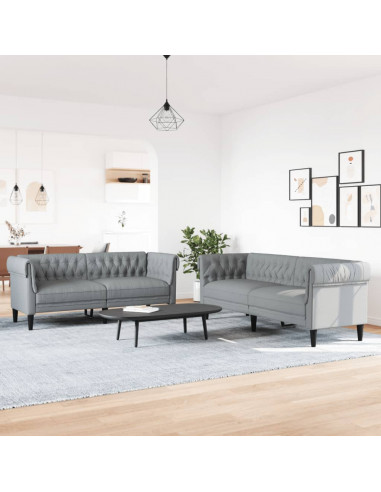 Set di Divani 2 pz Grigio Chiaro in Tessuto