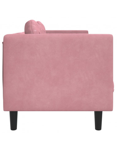 Divano a 3 Posti con Cuscini Rosa in Velluto