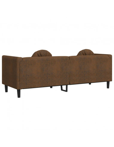 Divano a 3 Posti con Cuscini Marrone in Velluto