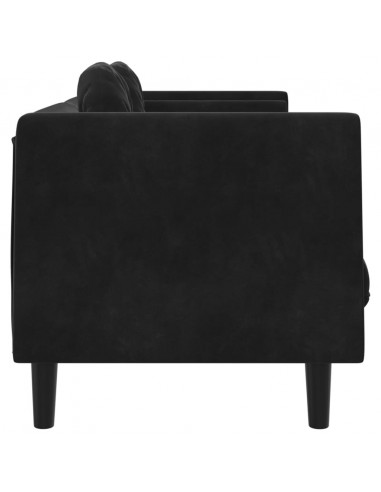 Divano a 3 Posti con Cuscini Nero in Velluto