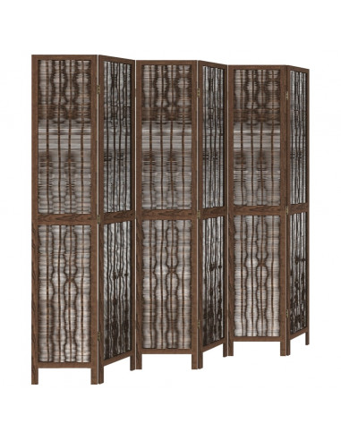 Divisorio Ambienti 6 Pannelli Marrone Scuro Massello Paulownia