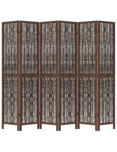Divisorio Ambienti 6 Pannelli Marrone Scuro Massello Paulownia