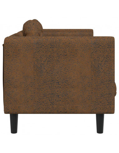 Divano a 2 Posti con Cuscini Marrone in Velluto
