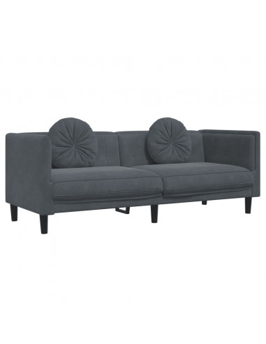 Poltrona con Cuscini a 3 Posti Grigio Scuro in Velluto