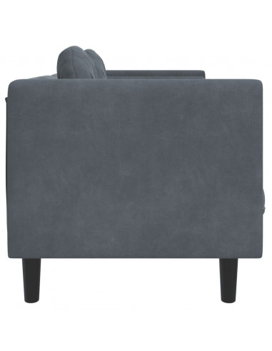 Poltrona con Cuscini a 3 Posti Grigio Scuro in Velluto