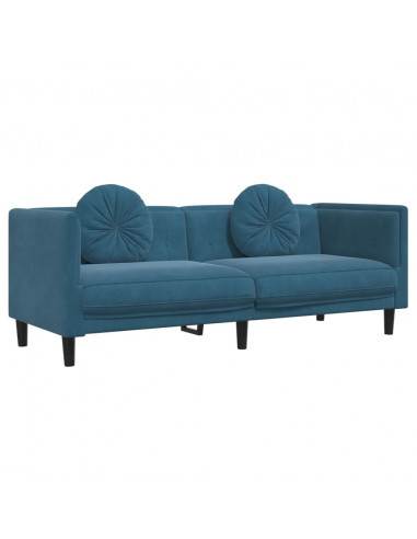 Set di Divani 2 pz con Cuscini Blu in Velluto
