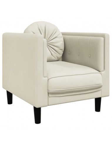 Set di Divani 3 pz con Cuscini Crema in Velluto