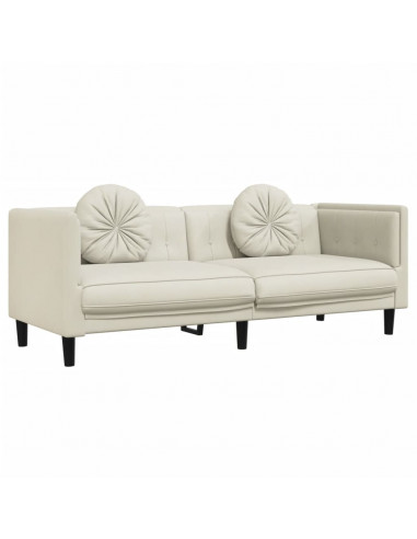 Set di Divani 2 pz con Cuscini Crema in Velluto