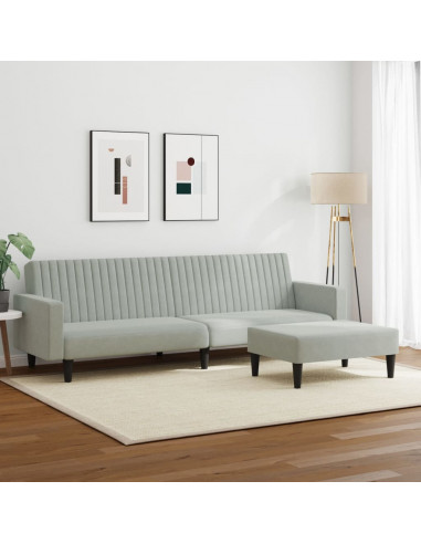 Set di Divani 2 pz Grigio Chiaro in Velluto