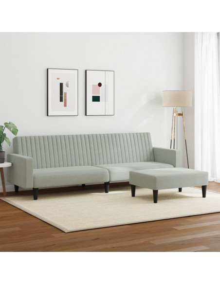 Set di Divani 2 pz Grigio Chiaro in Velluto