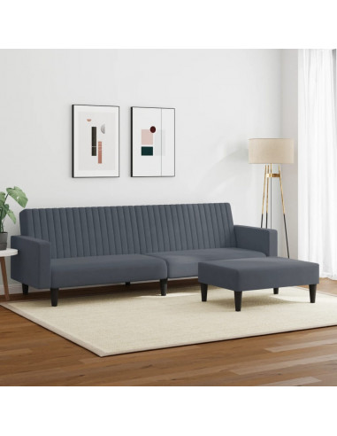 Set di Divani 2 pz Grigio Scuro in Velluto