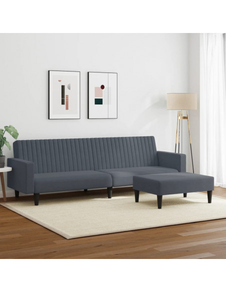 Set di Divani 2 pz Grigio Scuro in Velluto