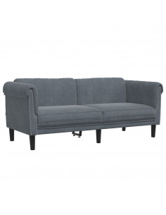 Divano a 2 Posti Grigio Scuro in Velluto 2