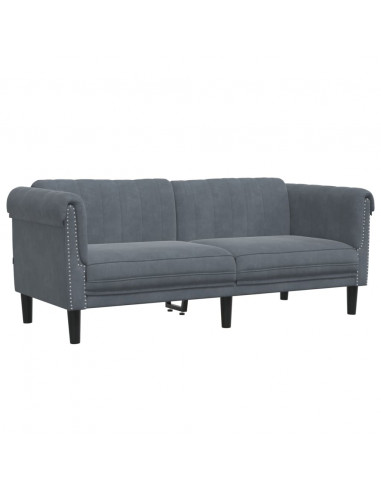 Divano a 2 Posti Grigio Scuro in Velluto