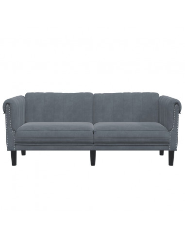Divano a 2 Posti Grigio Scuro in Velluto