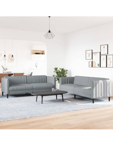 Set di Divani 2 pz Grigio Chiaro in Tessuto