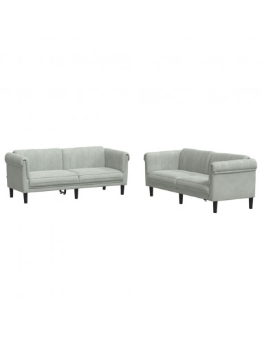 Set di Divani 2 pz Grigio Chiaro in Velluto