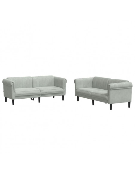 Set di Divani 2 pz Grigio Chiaro in Velluto