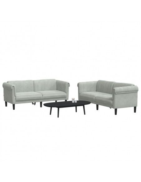 Set di Divani 2 pz Grigio Chiaro in Velluto