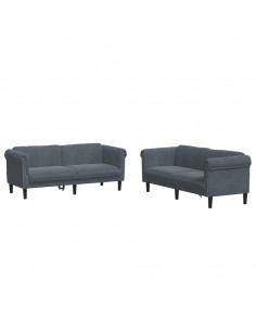 Set di Divani 2 pz Grigio Scuro in Velluto 2