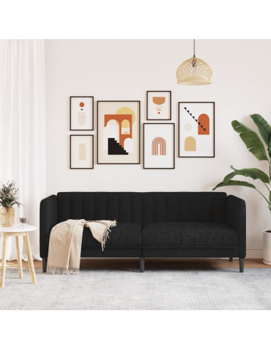 Divano a 2 Posti Nero in Tessuto