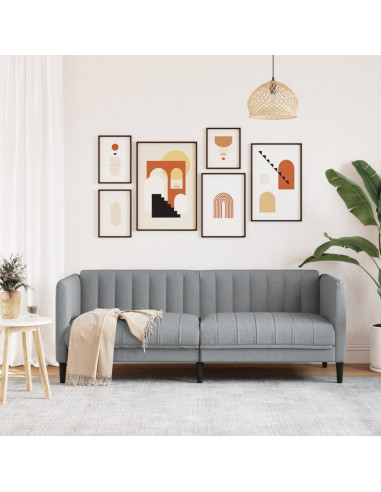 Divano a 2 Posti Grigio Chiaro in Tessuto