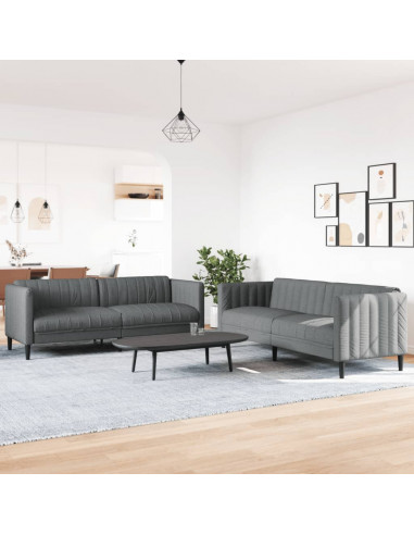 Set di Divani 2 pz Grigio Scuro in Tessuto