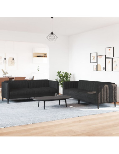 Set di Divani 2 pz Nero in Tessuto