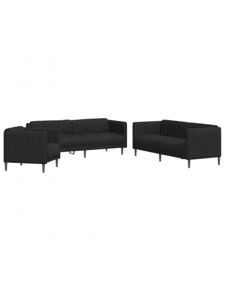 Set d Divani 3 pz Nero in Tessuto