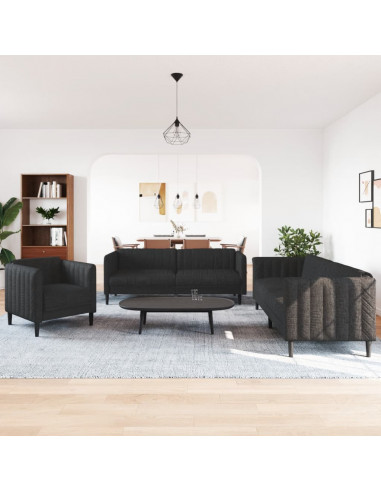 Set d Divani 3 pz Nero in Tessuto
