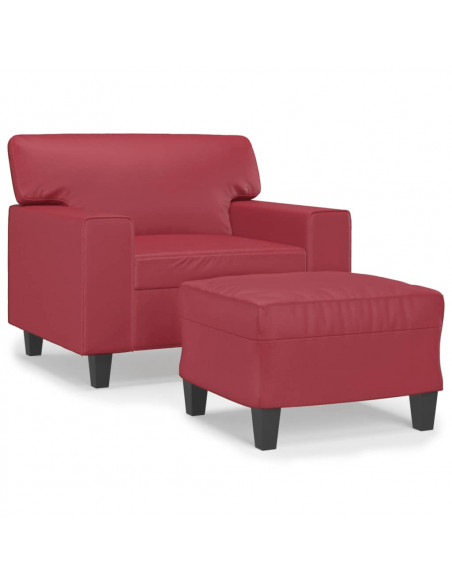 Poltrona con Poggiapiedi Rosso Vino 60 cm in Similpelle