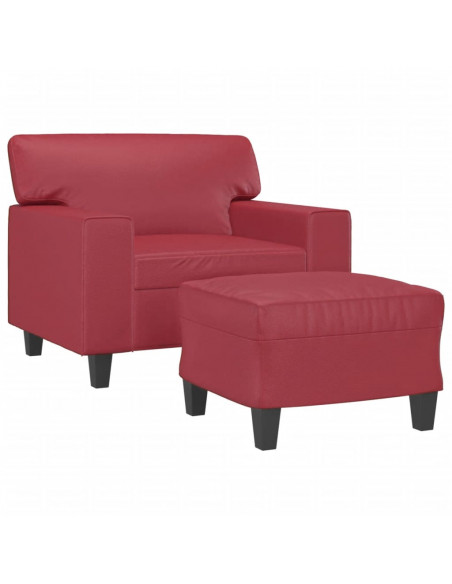 Poltrona con Poggiapiedi Rosso Vino 60 cm in Similpelle