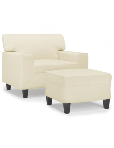 Poltrona con Poggiapiedi Crema 60 cm in Similpelle