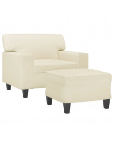 Poltrona con Poggiapiedi Crema 60 cm in Similpelle 2