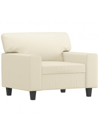 Poltrona con Poggiapiedi Crema 60 cm in Similpelle