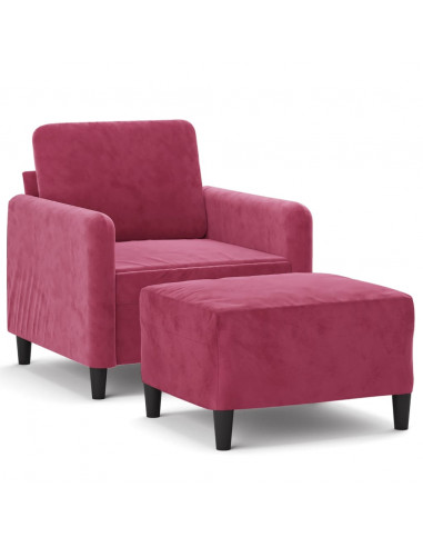 Poltrona con Poggiapiedi Rosso Vino 60 cm in Velluto