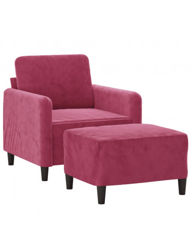 Poltrona con Poggiapiedi Rosso Vino 60 cm in Velluto