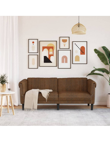 Divano a 2 Posti Marrone in Velluto