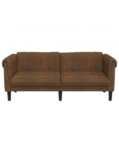 Divano a 2 Posti Marrone in Velluto