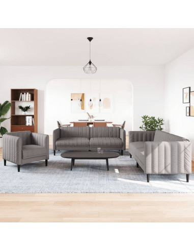 Set di Divani 3 pz Tortora in Tessuto