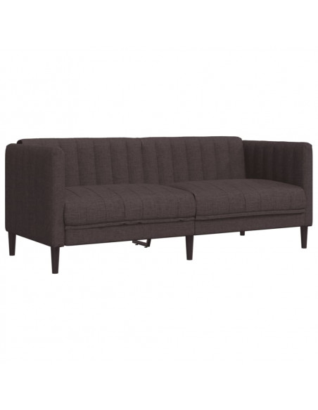 Set di Divani 2 pz Marrone Scuro in Tessuto