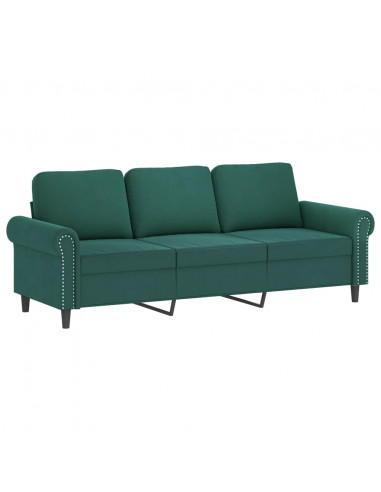 Set di Divani 3 pz con Cuscini Verde scuro in Velluto