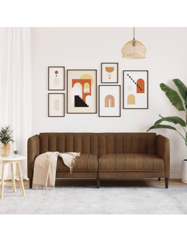 Divano a 2 Posti Marrone in Tessuto