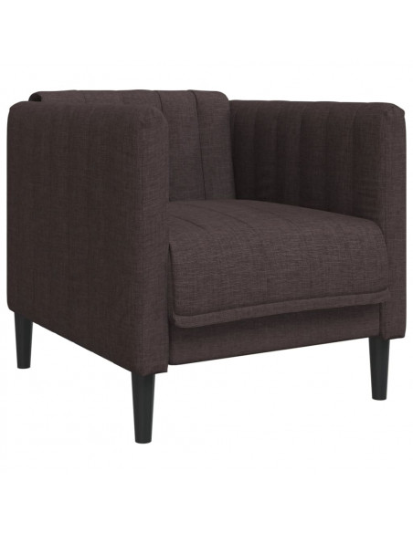Set di Divani 3 pz Marrone Scuro in Tessuto