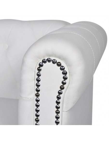 Divano Chesterfield a 2 Posti in Finta Pelle Bianco