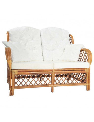 Divano a 2 Posti Marrone Chiaro in Rattan